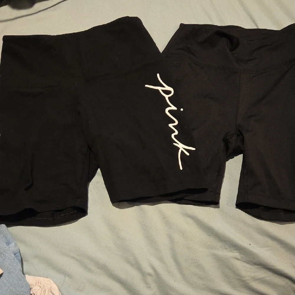 PINK Victoria's Secret Black Bike Shorts with White Logo